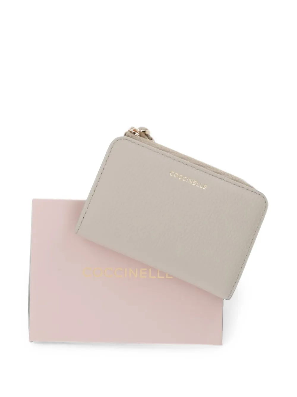 Coccinelle Portemonnee met textuur en logo-print Beige
