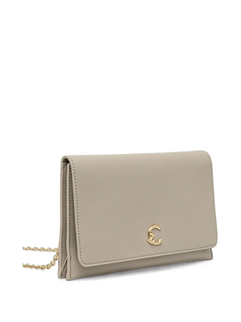 Coccinelle C-Me clutch met ketting en logo-plakkaat Beige