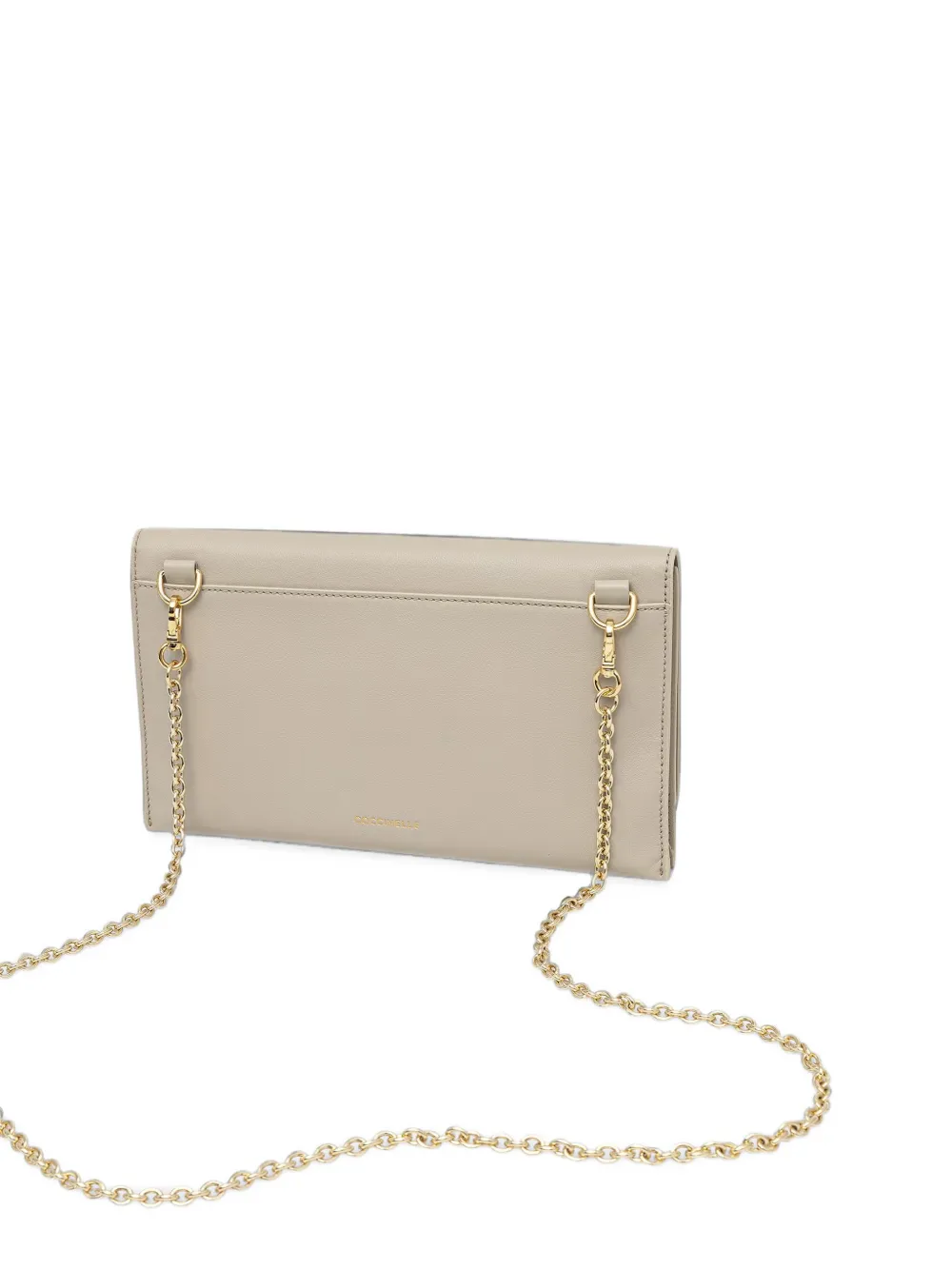 Coccinelle C-Me clutch met ketting en logo-plakkaat Beige