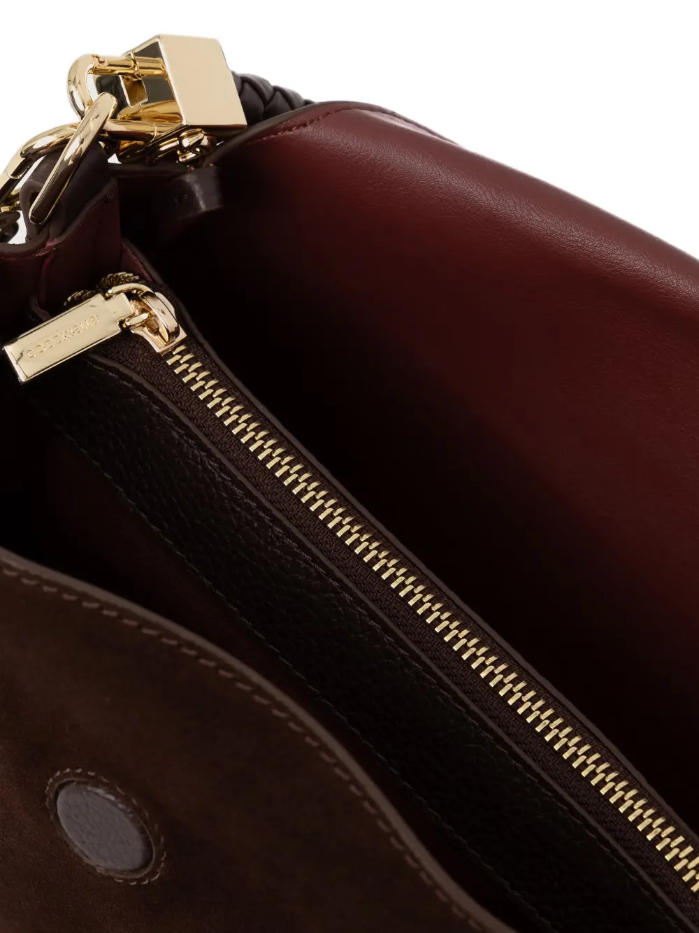 Coccinelle Kleine Tiggy suède shopper met gevlochten handvat Bruin