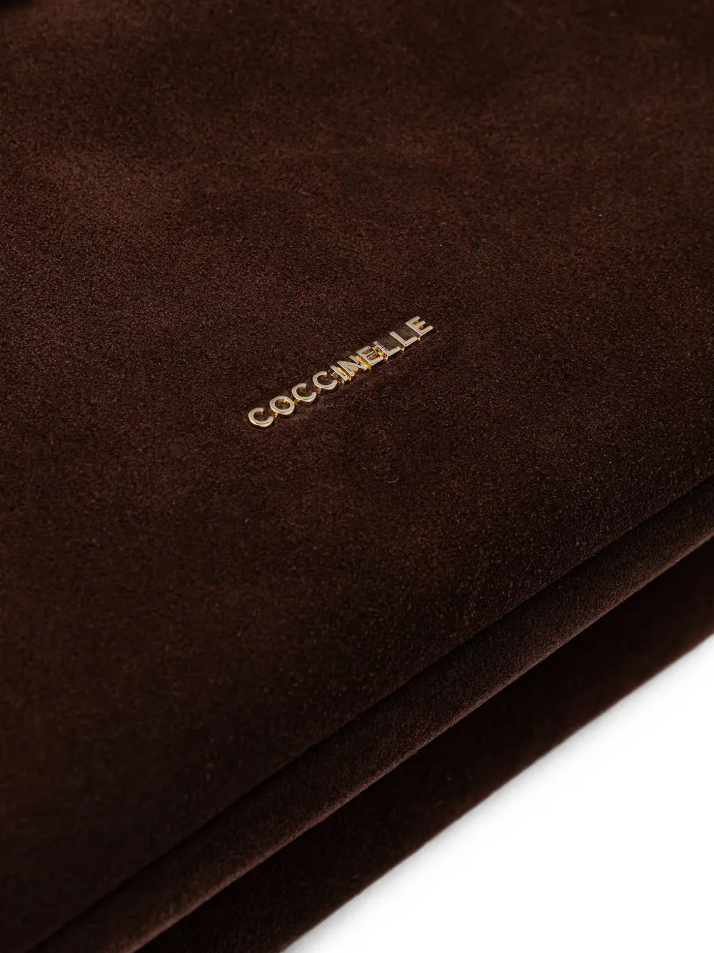 Coccinelle Kleine Tiggy suède shopper met gevlochten handvat Bruin