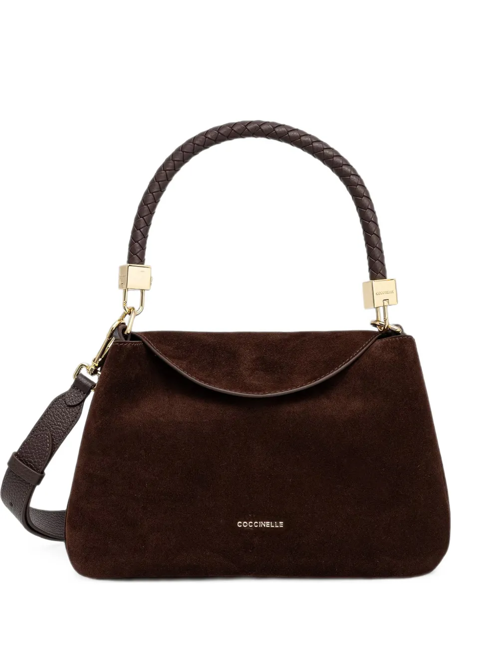 Coccinelle small Tiggy braided-handle suede tote bag