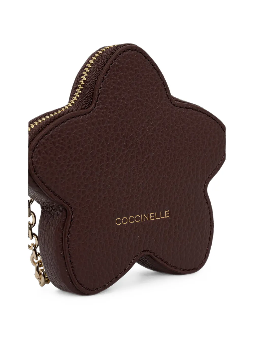 Coccinelle Stervormige sleutelhanger van leer met textuur Bruin