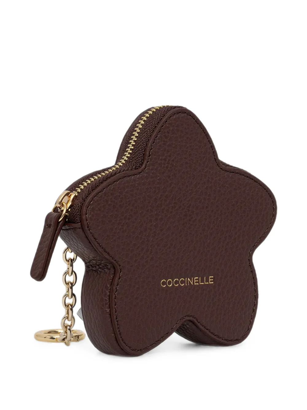 Coccinelle Stervormige sleutelhanger van leer met textuur Bruin