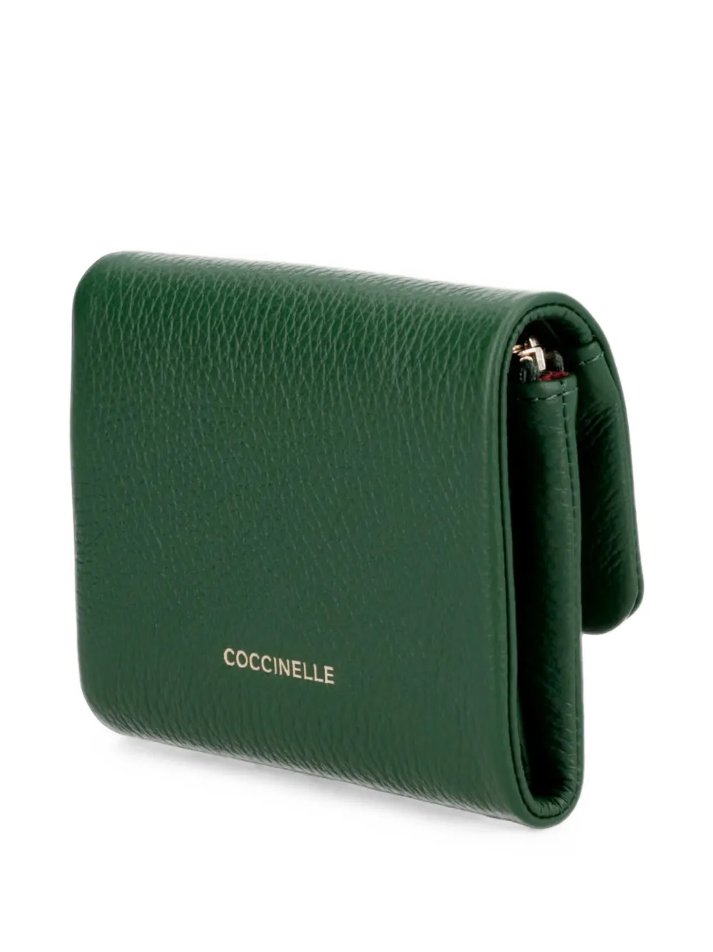 Coccinelle Kleine C-Me Softy portemonnee van leer met textuur Groen
