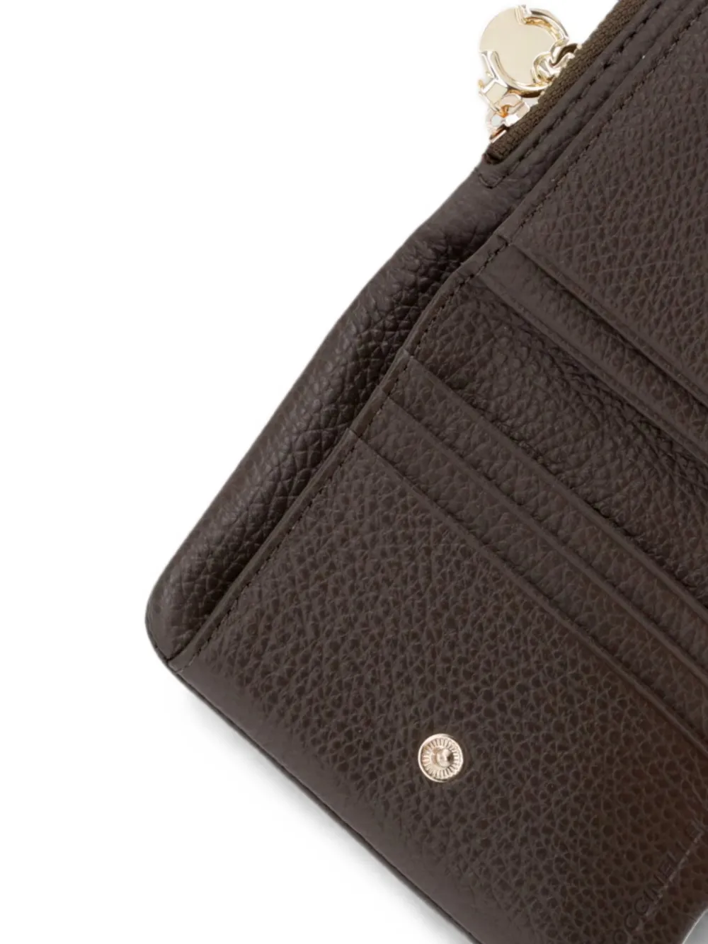 Coccinelle Medium C-Me portemonnee van leer met textuur en logo-print Bruin