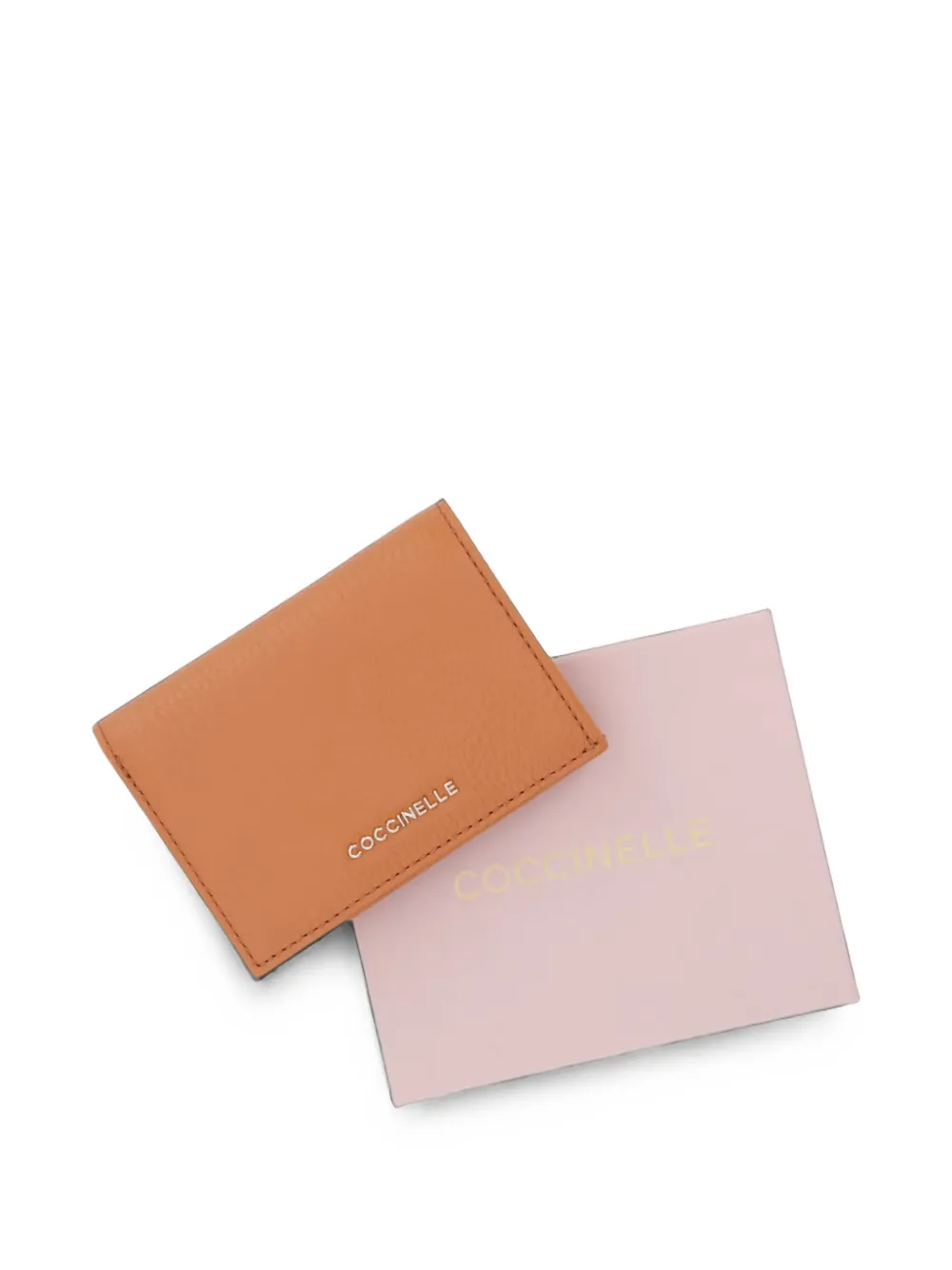 Coccinelle Kleine Metallic portemonnee met logo-plakkaat Oranje