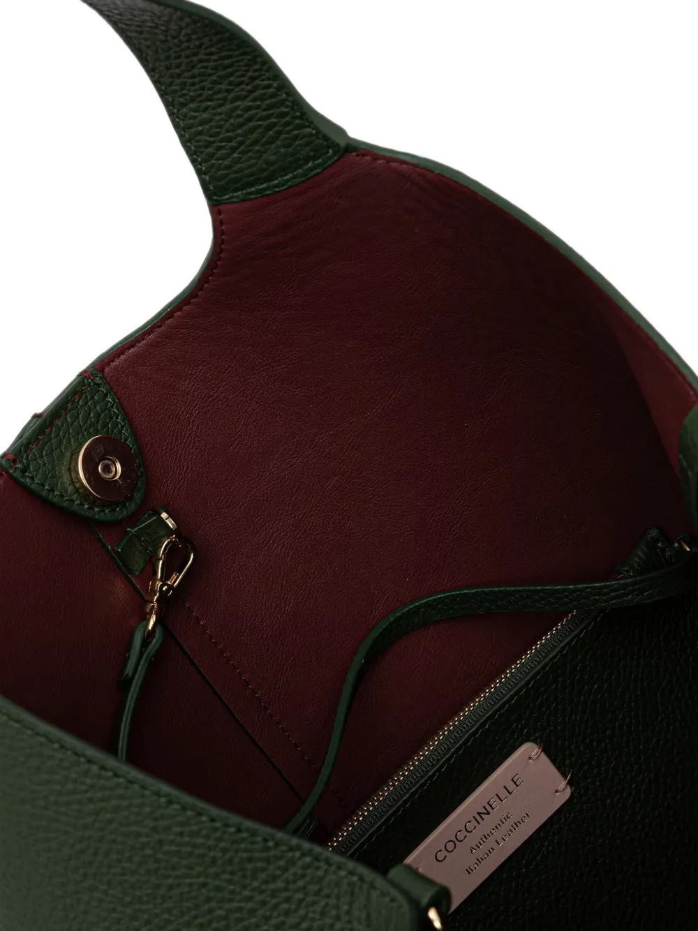 Coccinelle Grote C-Easy leren schoudertas met textuur Groen