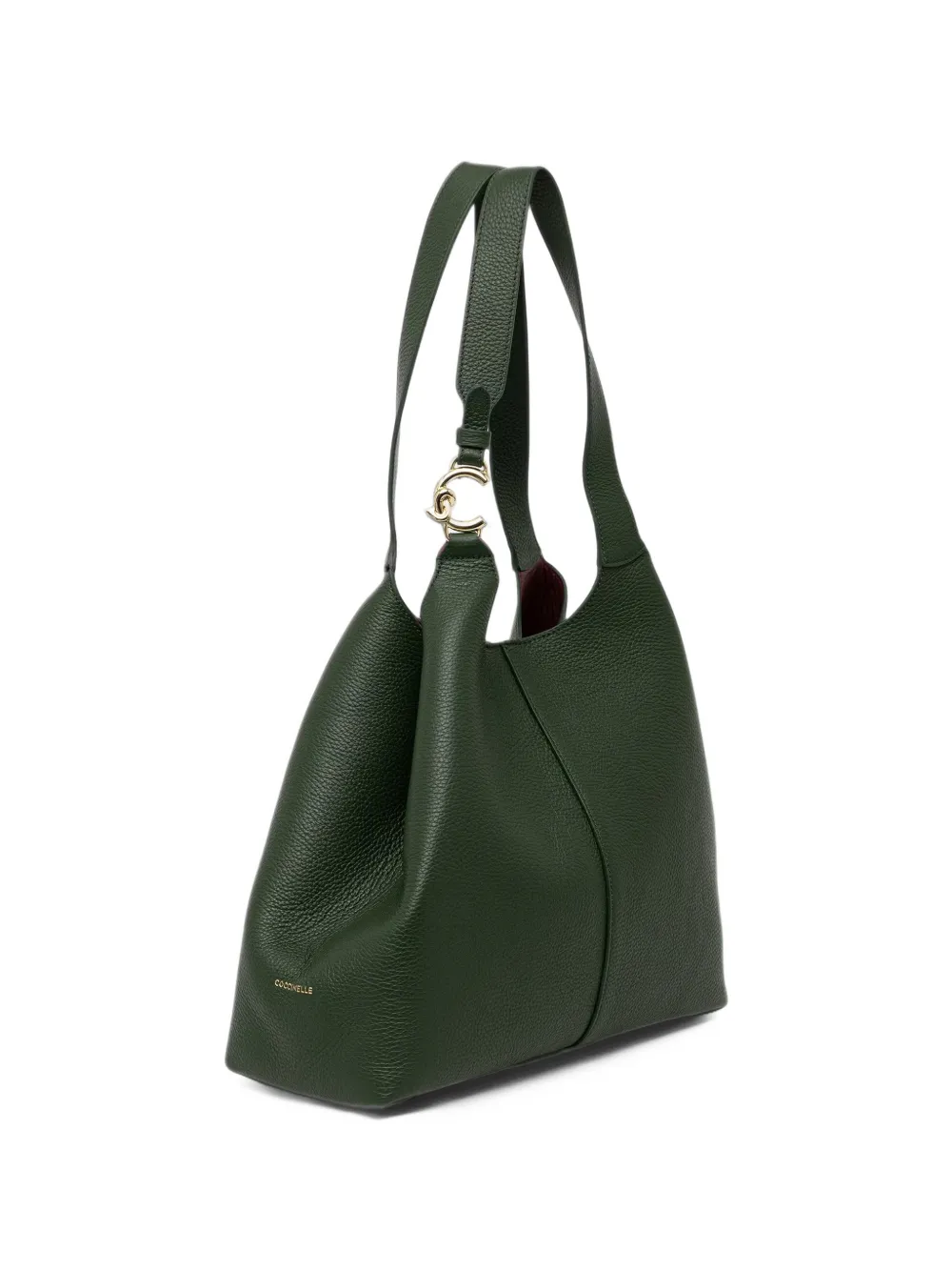 Coccinelle Grote C-Easy leren schoudertas met textuur Groen