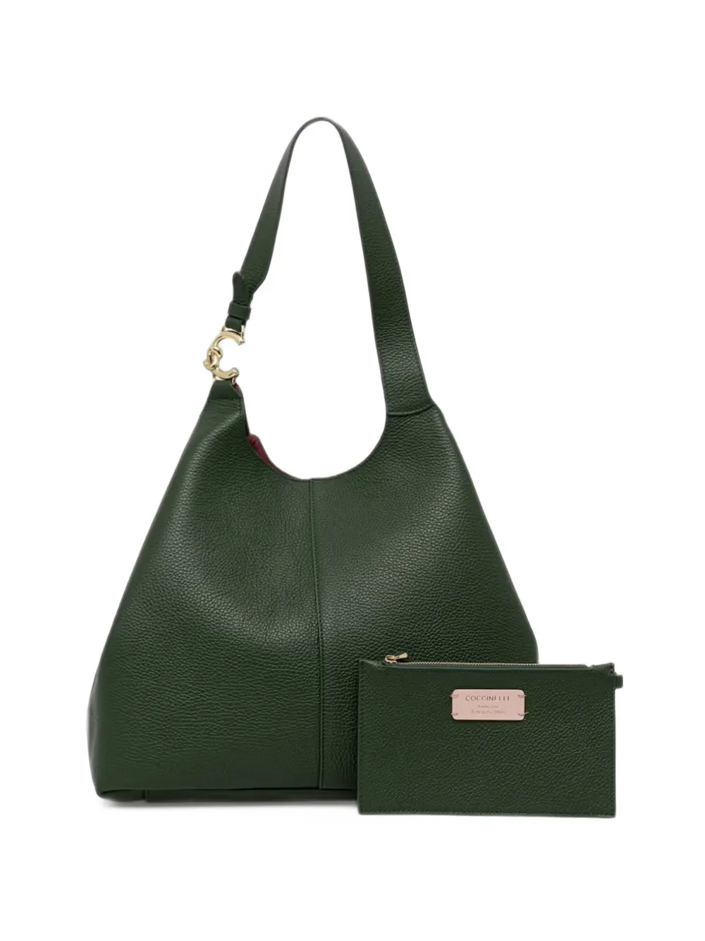Coccinelle large C-Easy grained leather shoulder bag - Green