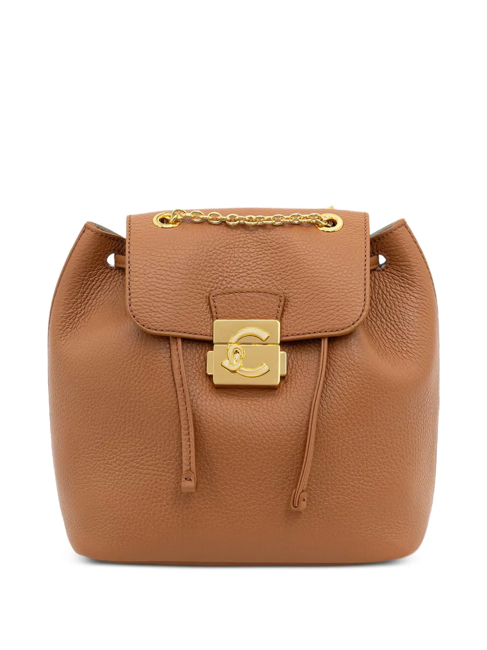 Coccinelle small C-me logo-plaque drawstring backpack - Marrone