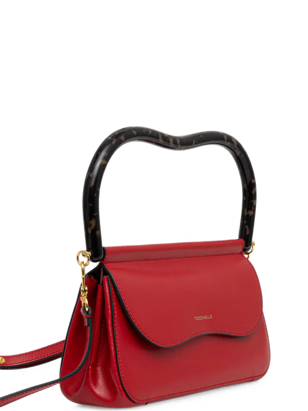 Coccinelle Leren shopper met schildpad-effect en logo-print Rood