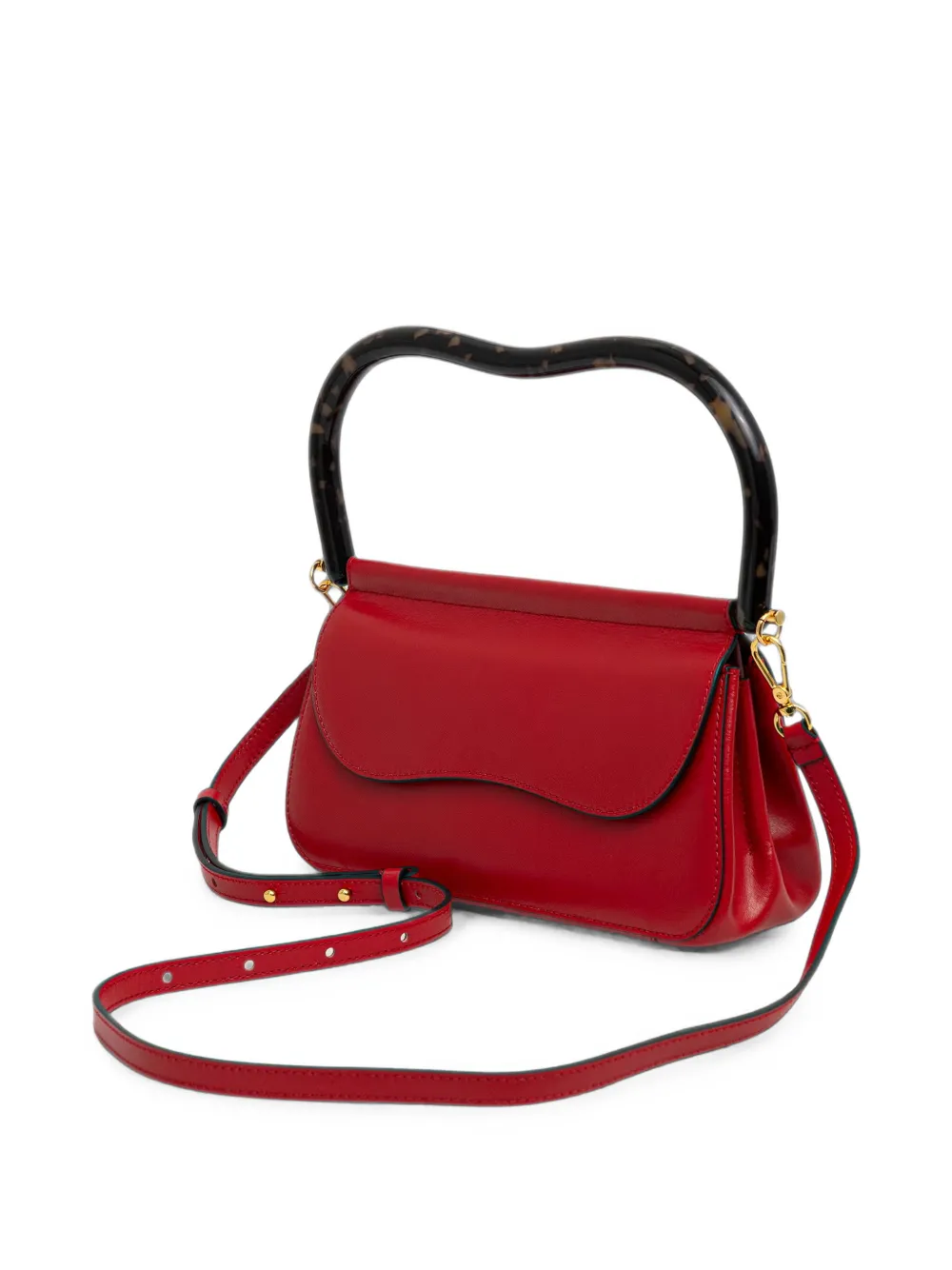 Coccinelle Leren shopper met schildpad-effect en logo-print Rood