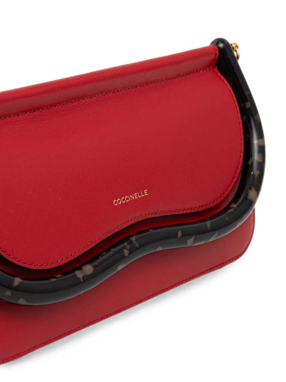 Coccinelle Leren shopper met schildpad-effect en logo-print Rood