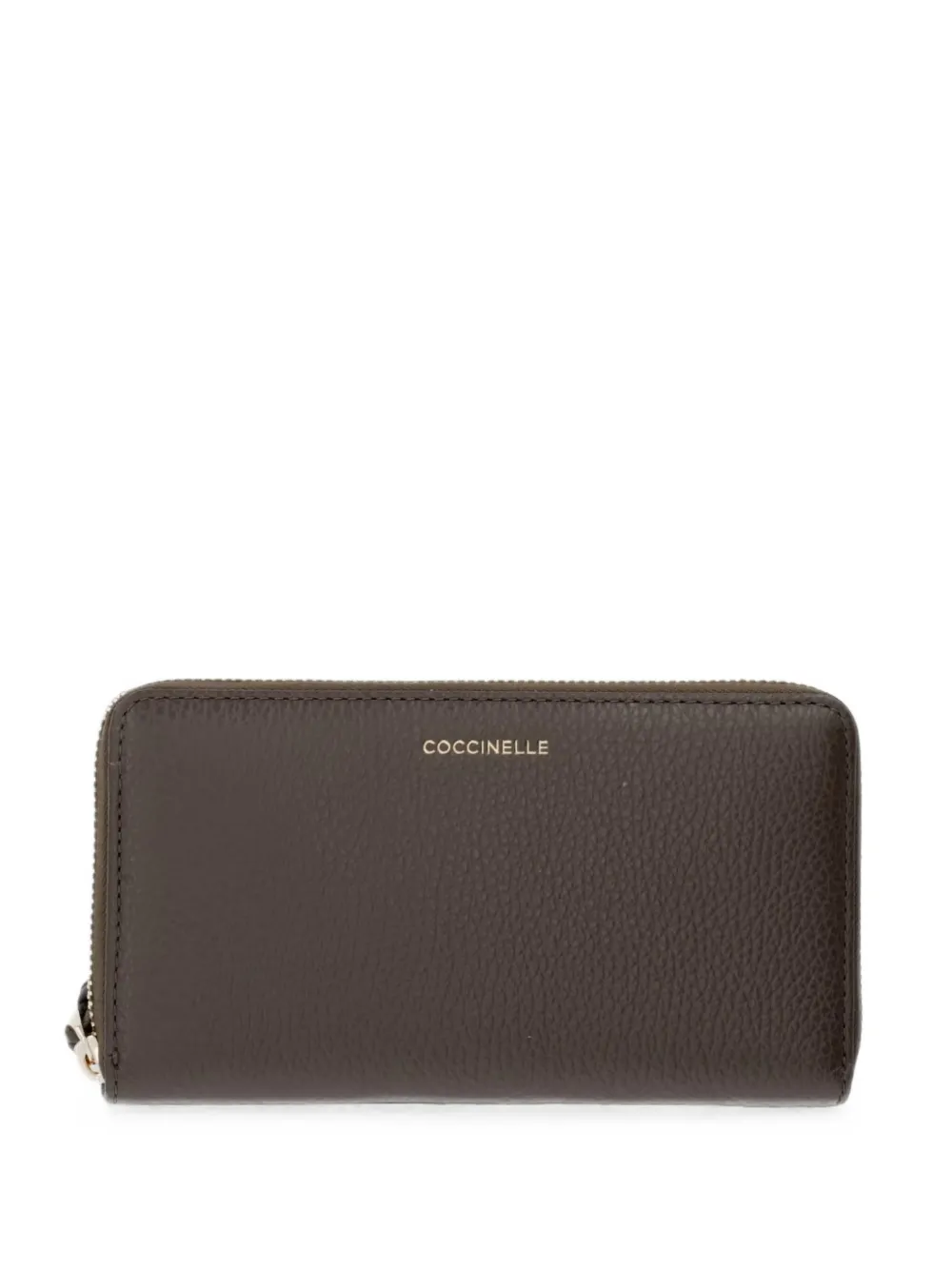Coccinelle Logo-print Pebbled-leather Wallet In Brown