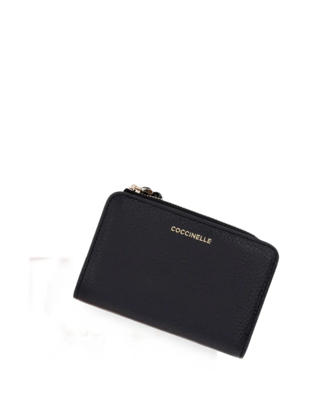 Coccinelle Kleine Metallic pasjeshouder van leer met textuur Zwart