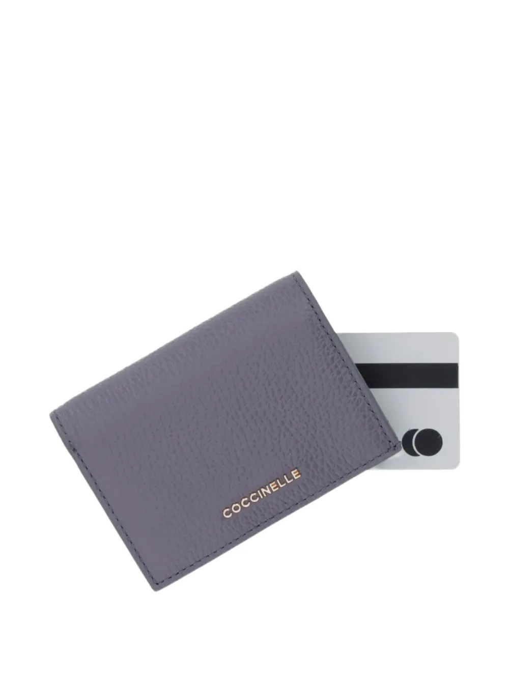 Coccinelle small Metallic logo grained-leather wallet Paars