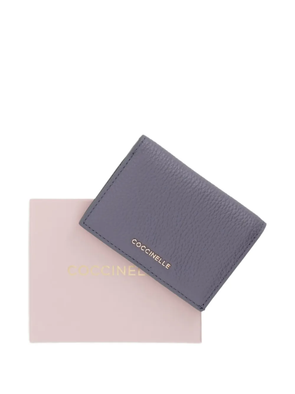 Coccinelle small Metallic logo grained-leather wallet Paars