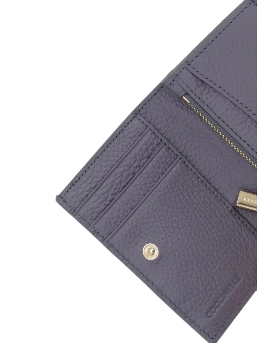 Coccinelle small Metallic logo grained-leather wallet Paars