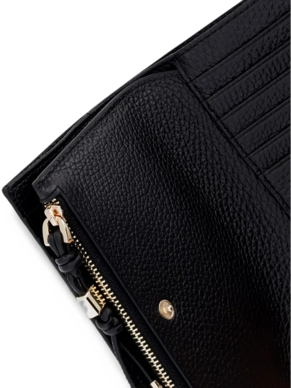 Coccinelle logo-lettering pebbled-leather wallet Zwart