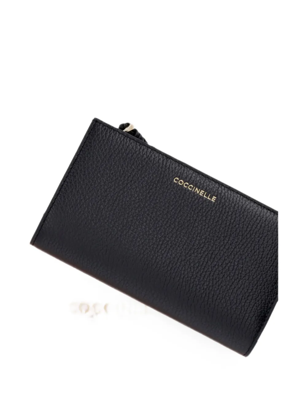 Coccinelle logo-lettering pebbled-leather wallet Zwart