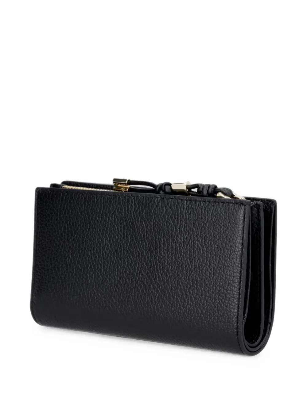 Coccinelle logo-lettering pebbled-leather wallet Zwart