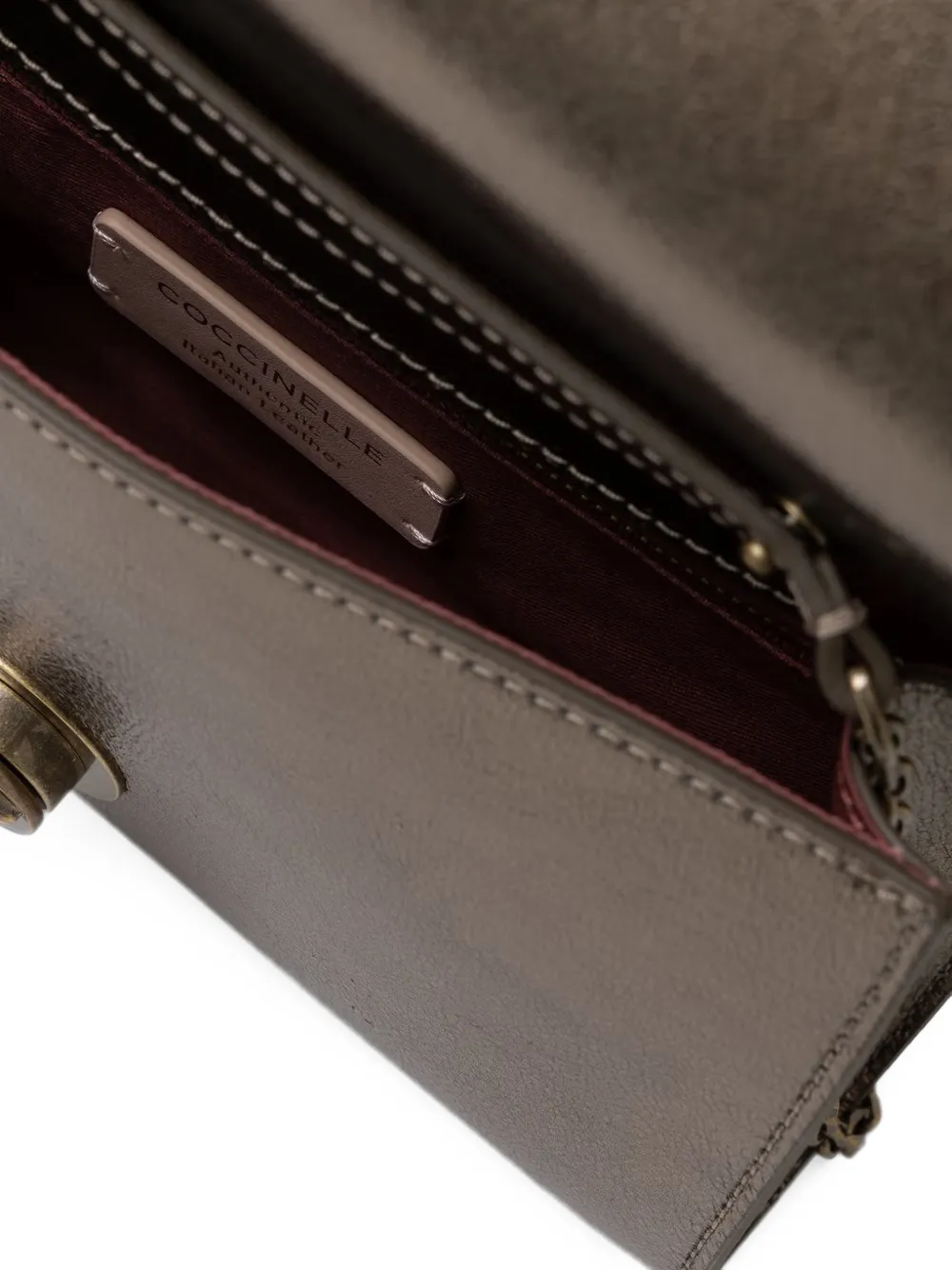 Coccinelle Kleine Nikla leren crossbodytas met metallic-effect Goud