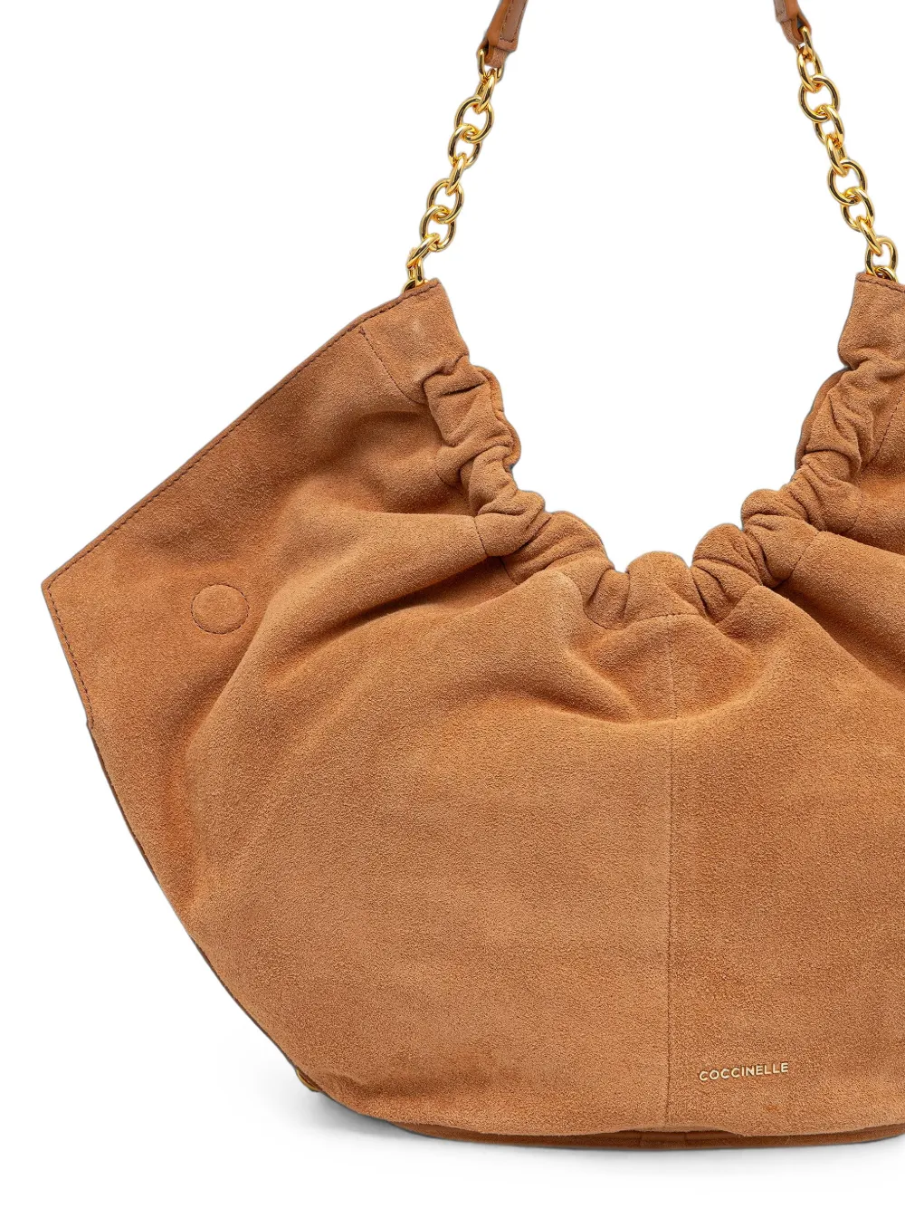 Coccinelle Schoudertas van geborsteld leer met ketting Bruin