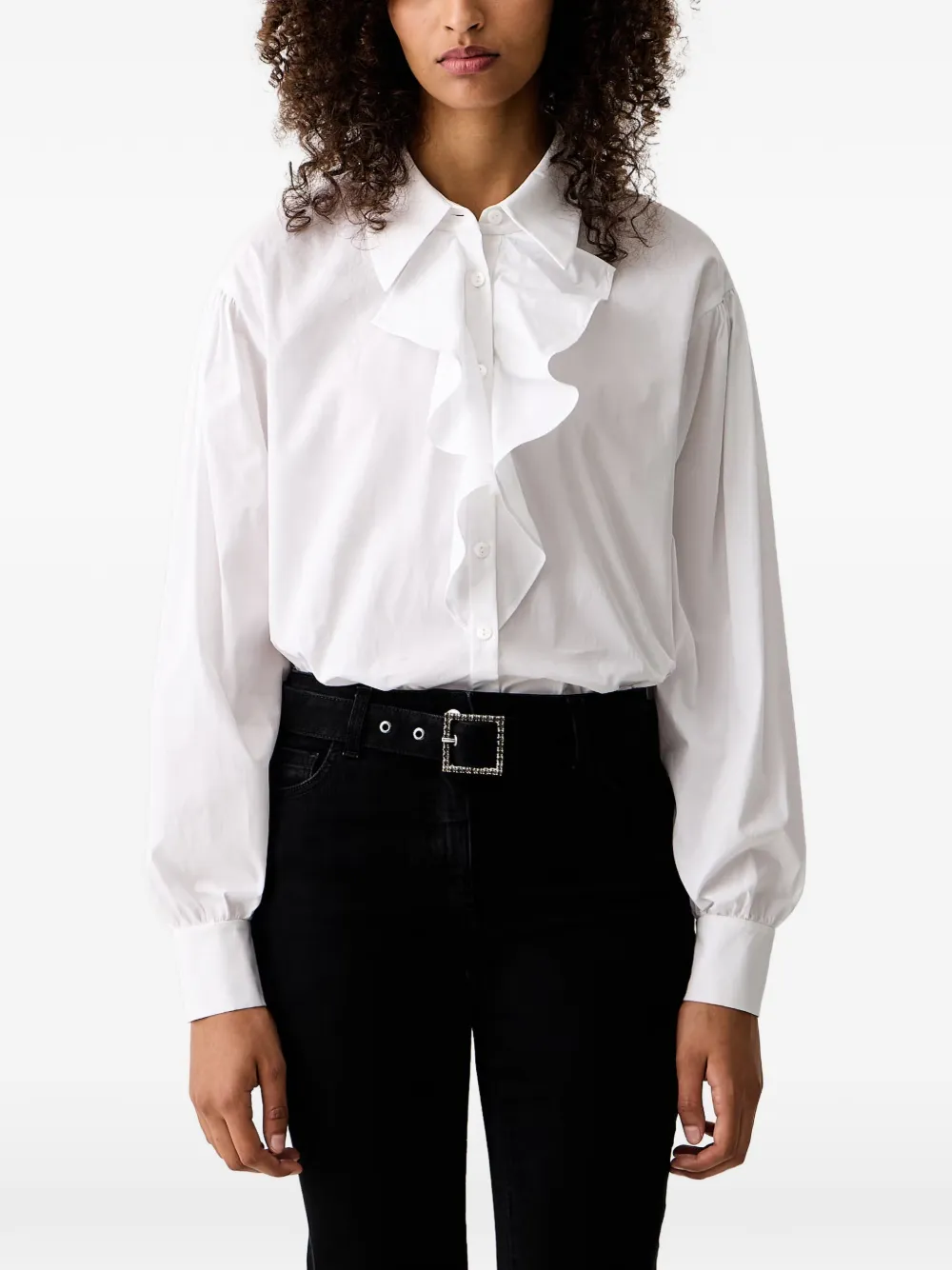 LUISA SPAGNOLI Loriana ruffled-trim long-sleeve shirt