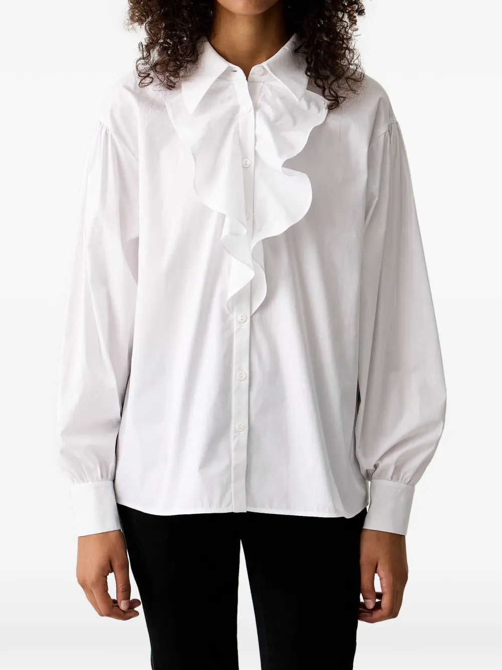 LUISA SPAGNOLI Loriana blouse met ruches en lange mouwen Wit