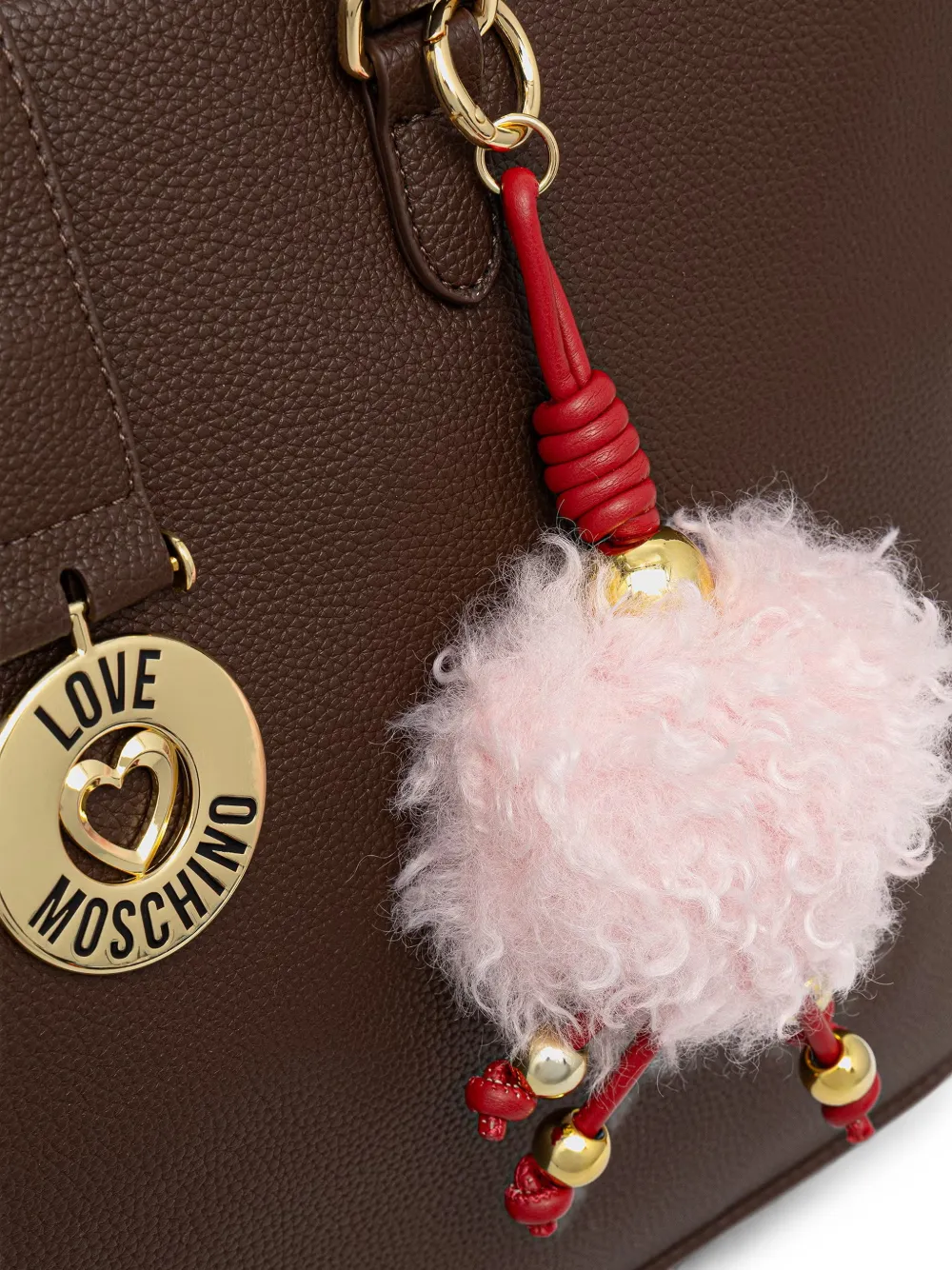 Love Moschino Schoudertas met logo-plakkaat en tassenbedel Bruin