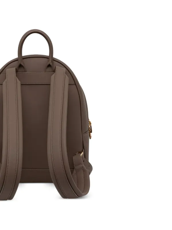 Love Moschino logo-lettering zip-up Backpack | Brown | FARFETCH