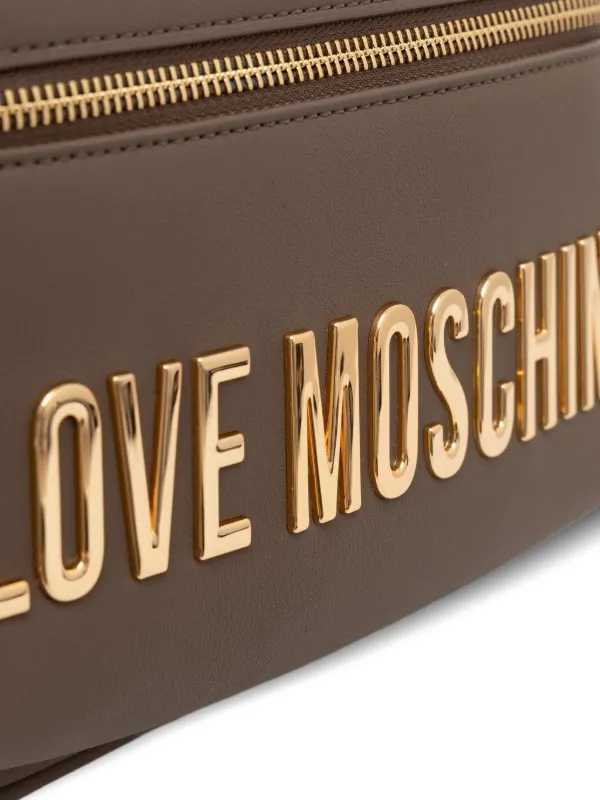 Love Moschino logo-lettering zip-up Backpack | Brown | FARFETCH