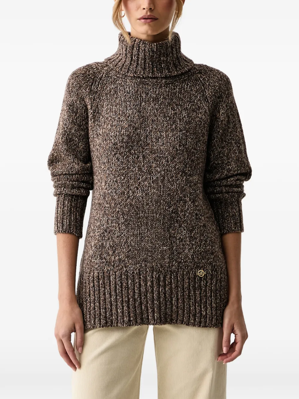 LUISA SPAGNOLI Magnesite roll-neck marl-knit sweater
