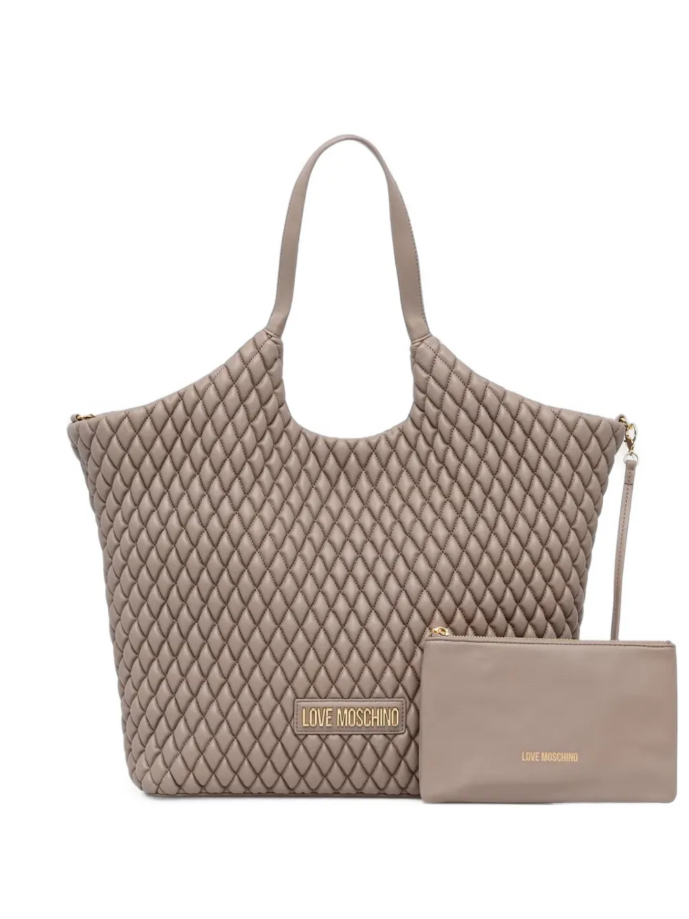 Love Moschino quilted logo-plaque tote bag - Toni neutri