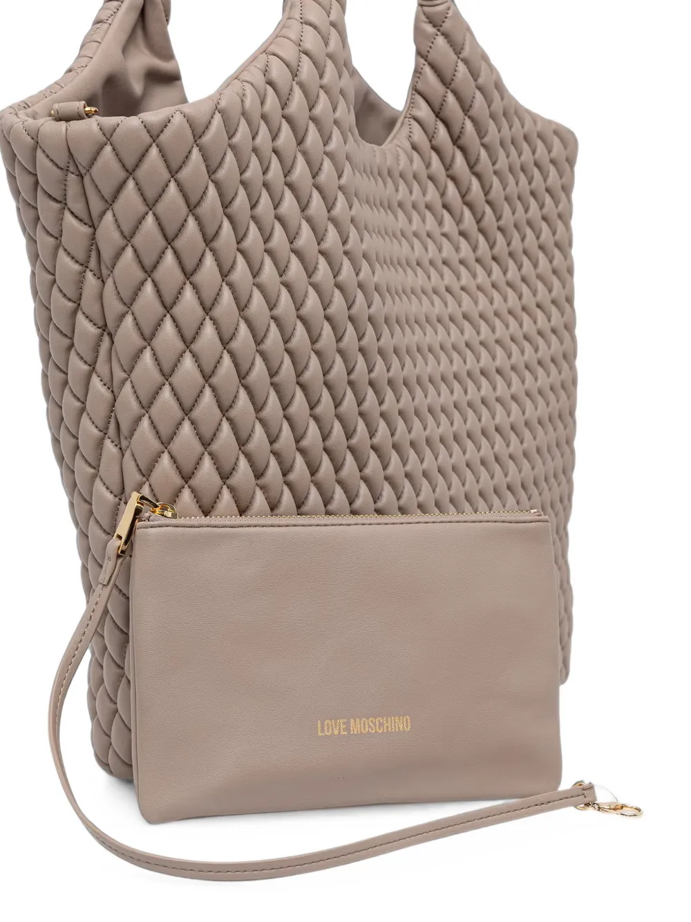 Love Moschino Shopper met logoplakkaat Beige