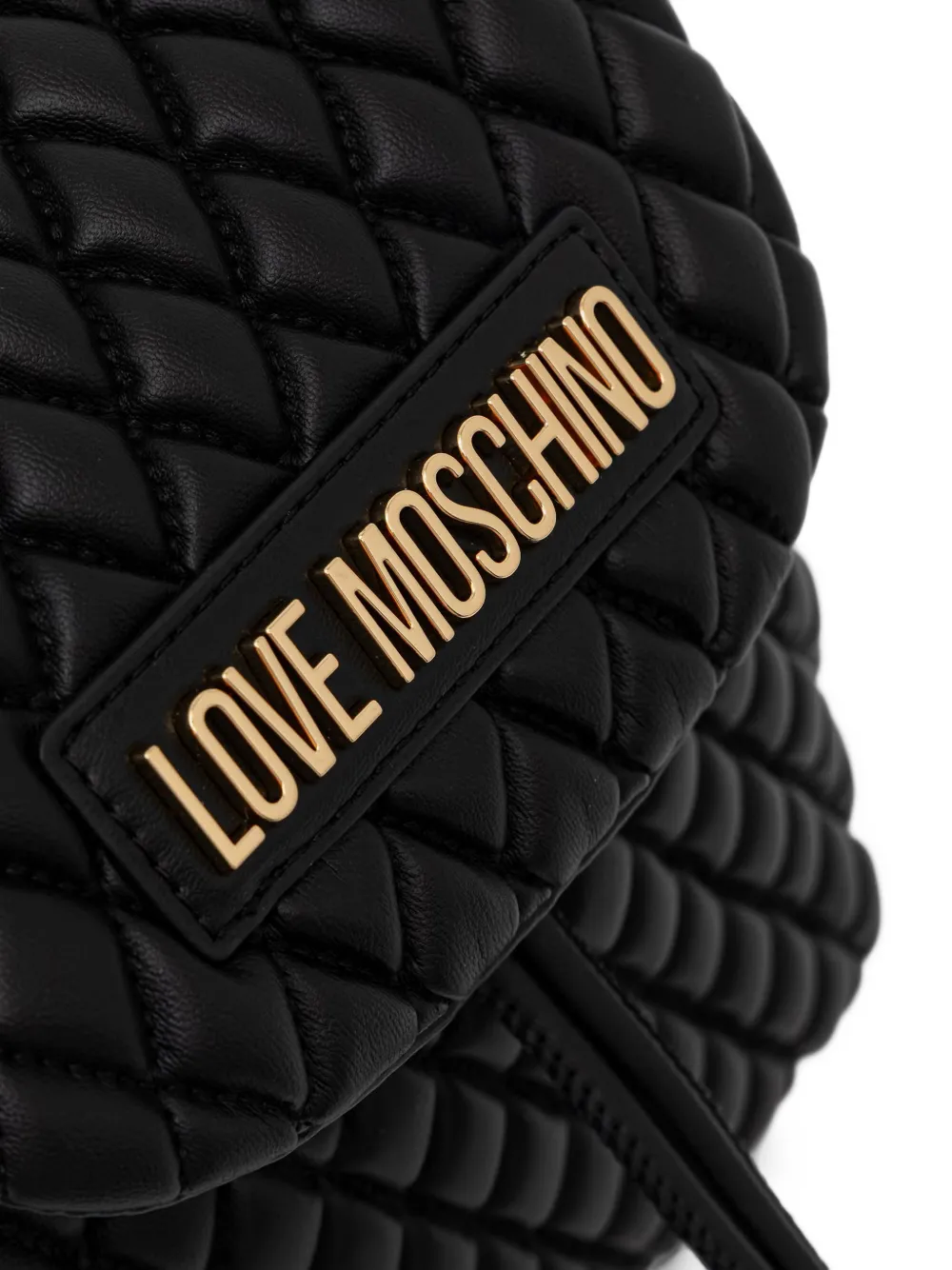Love Moschino Gewatteerde rugzak met logoplakkaat Zwart