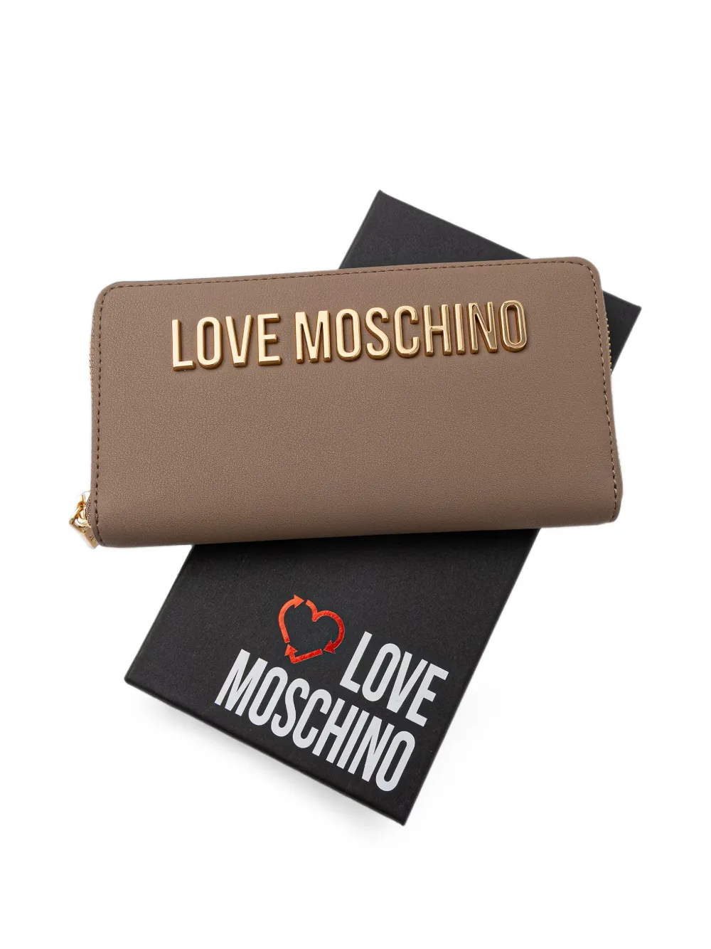 Love Moschino Portemonnee met logoplakkaat Beige