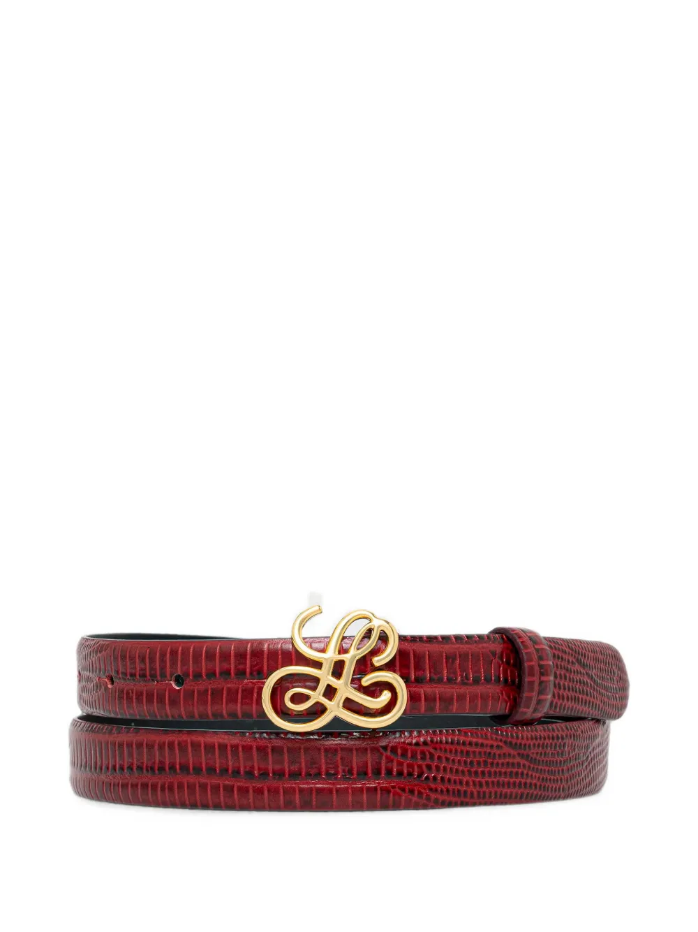 LUISA SPAGNOLI Danielina lizard-effect monogram-buckle belt - Rosso