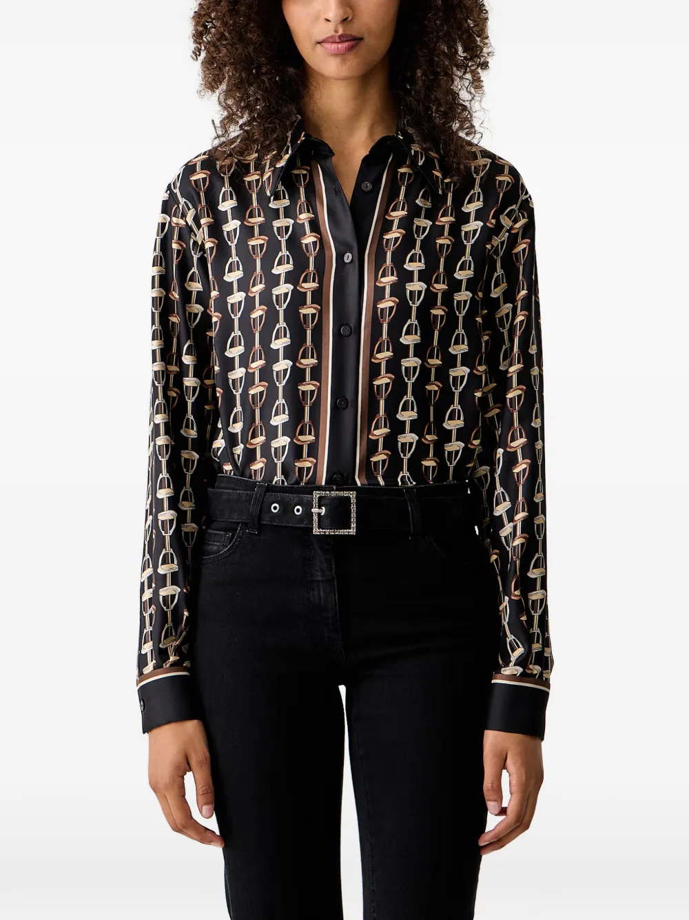 LUISA SPAGNOLI Lusia stirrup-print button-up shirt