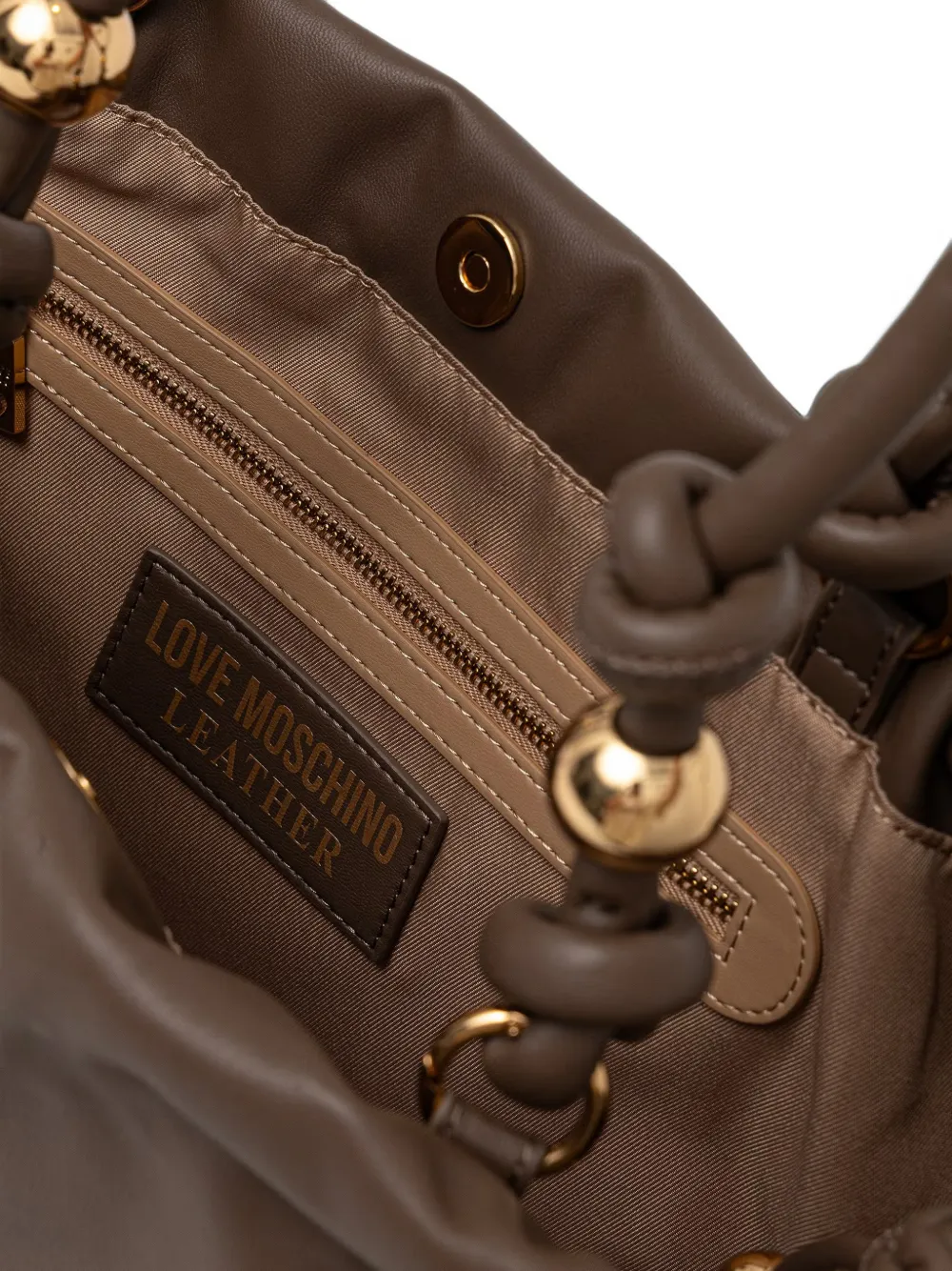 Love Moschino Schoudertas met geknoopt handvat en verfraaid met kralen Bruin