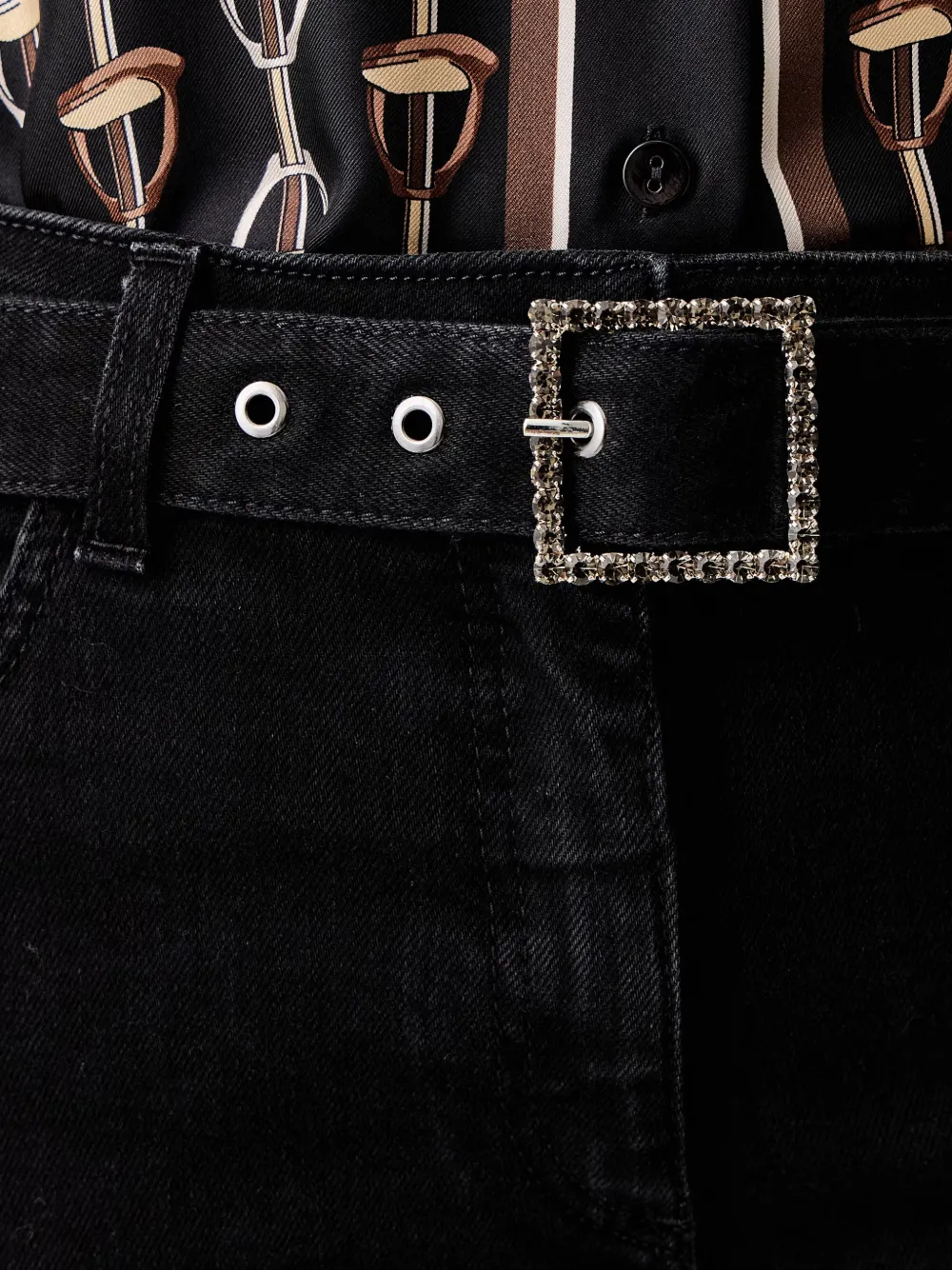 LUISA SPAGNOLI Oplite flared jeans met ceintuur Zwart