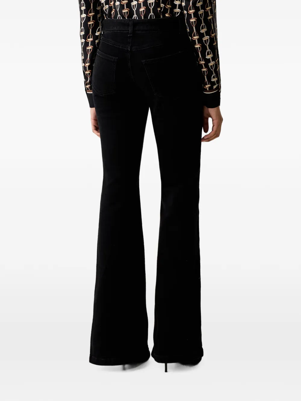 LUISA SPAGNOLI Oplite flared jeans met ceintuur Zwart