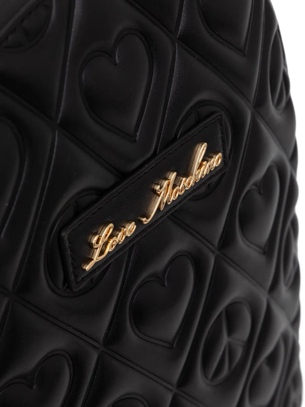 Love Moschino Gewatteerde rugzak met hartpatroon Zwart