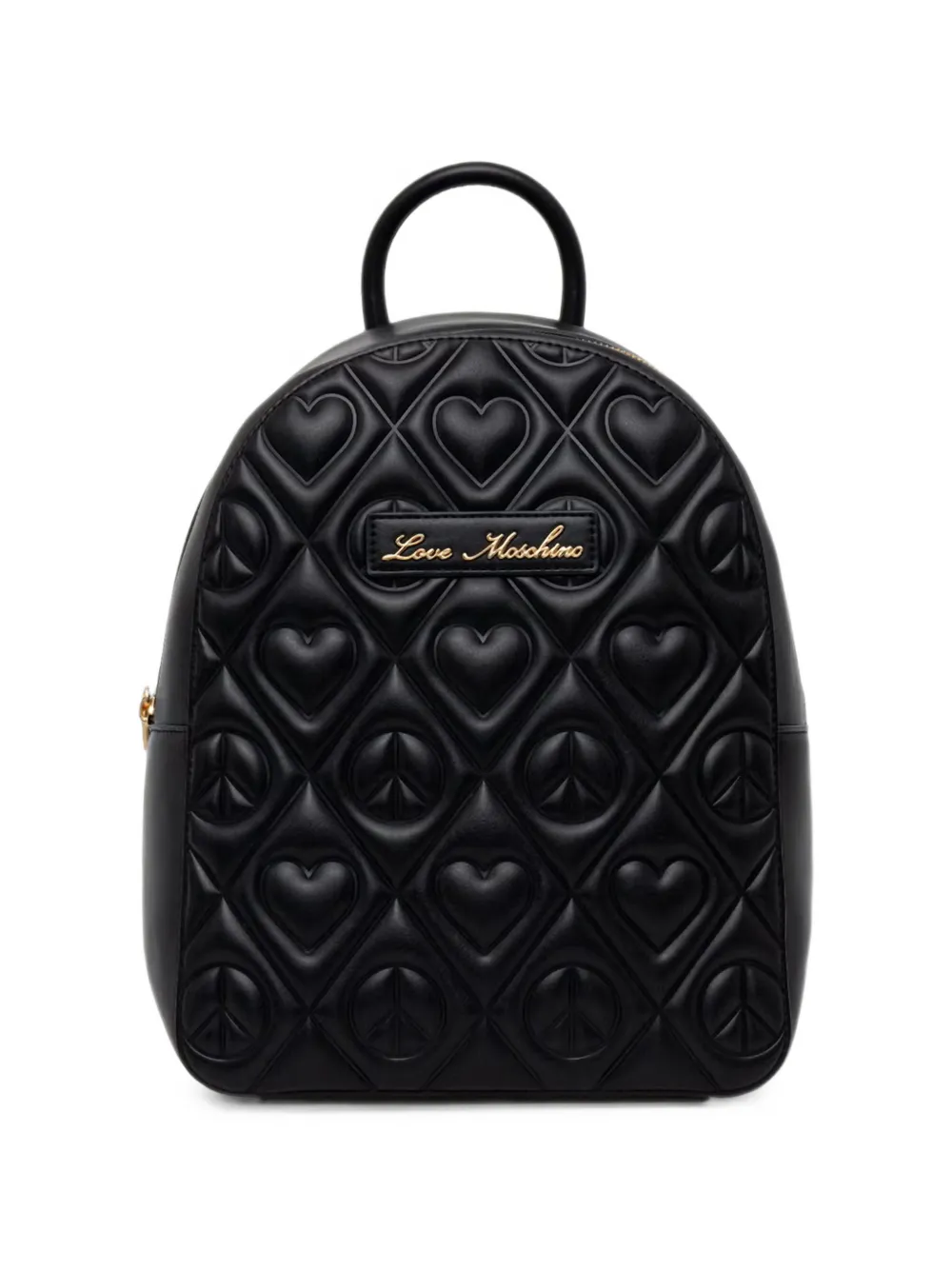 Love Moschino Gewatteerde rugzak met hartpatroon Zwart