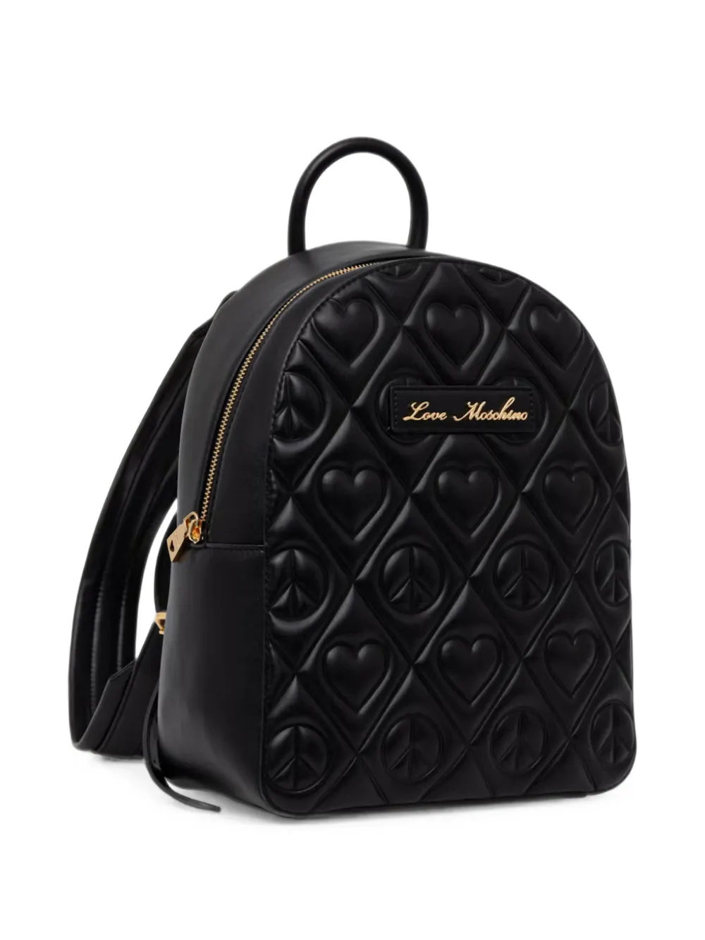 Love Moschino Gewatteerde rugzak met hartpatroon Zwart