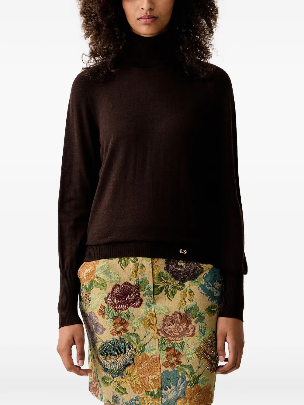 LUISA SPAGNOLI logo-plaque roll-neck sweater