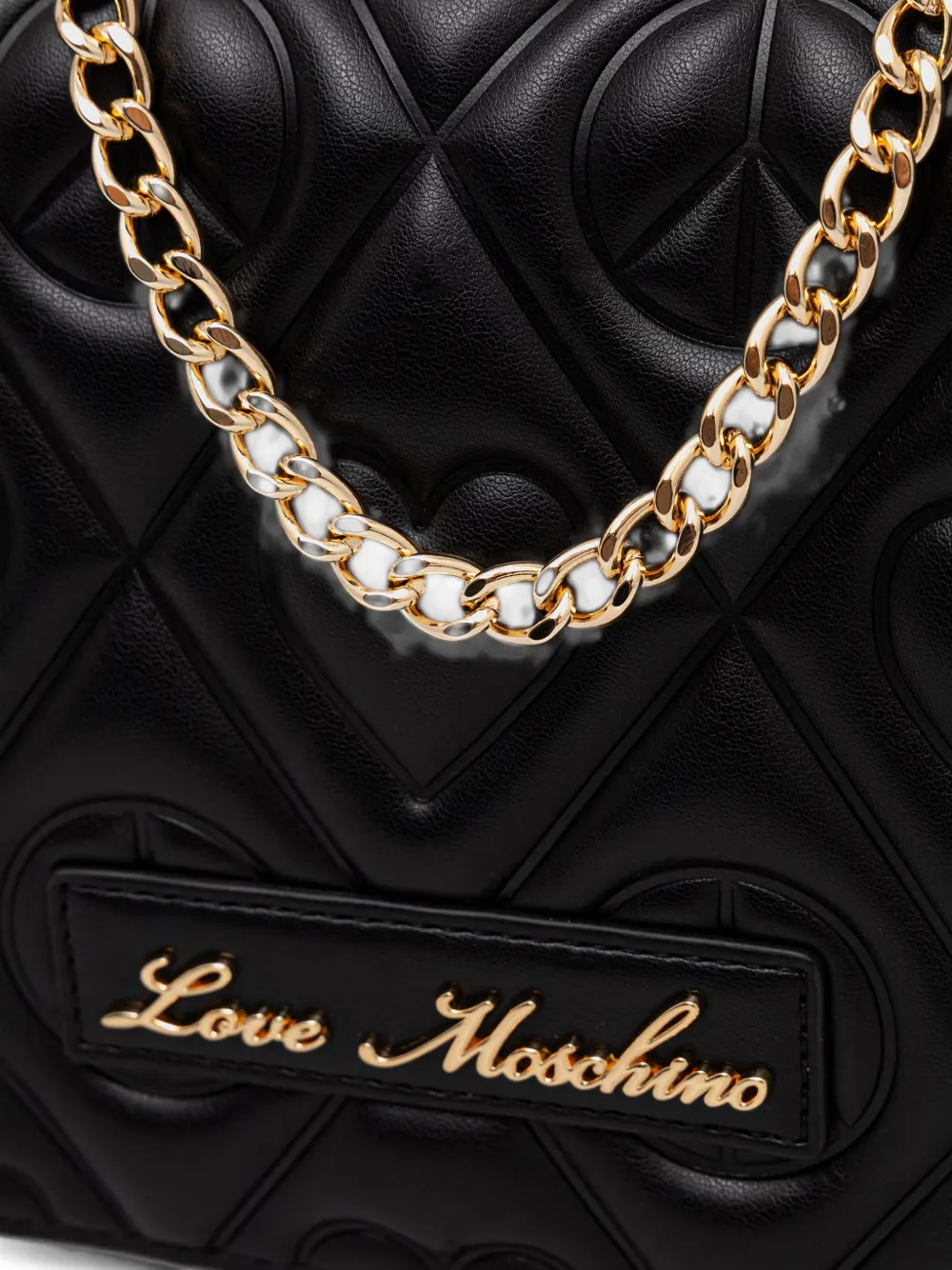 Love Moschino Gewatteerde schoudertas met hartpatroon Zwart