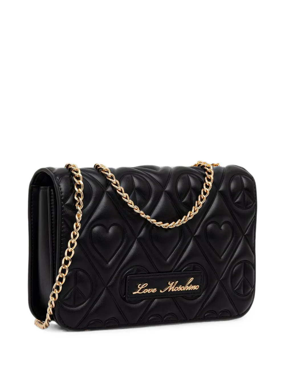 Love Moschino Gewatteerde schoudertas met hartpatroon Zwart
