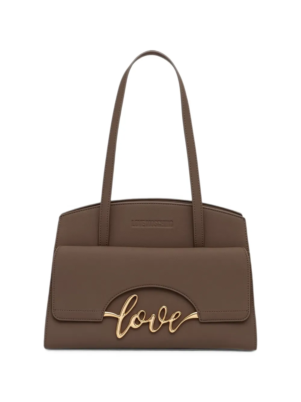 Love Moschino logo-plaque shoulder bag - Marrone